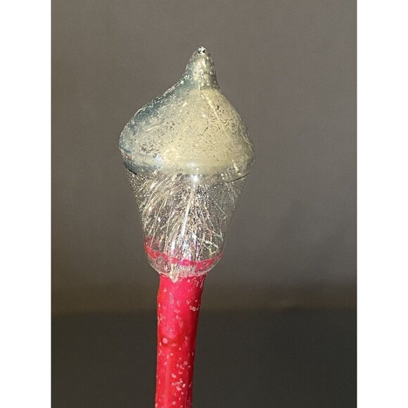 Vintage RARE Unsilvered Clip-On Glass Christmas Ornament Lamp Post W Tinsel 4” - Picture 6 of 16